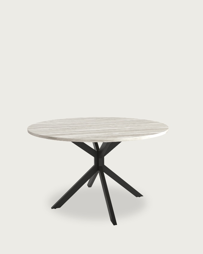 Waco round table with artic melamine top and black metal leg Ø 100 cm