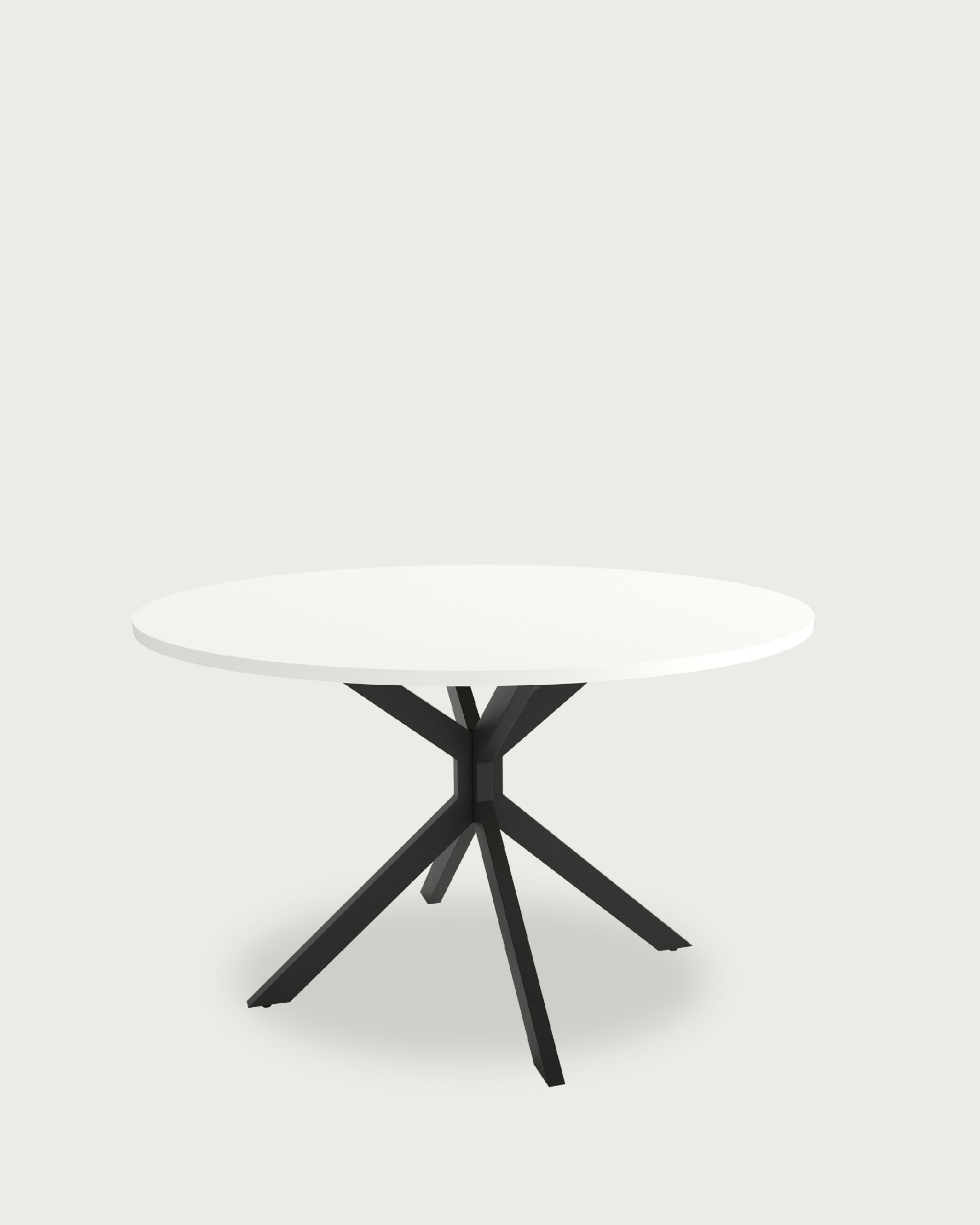 Table ronde Waco avec plateau en mélamine blanc extra et pied métallique noir Ø 100 cm