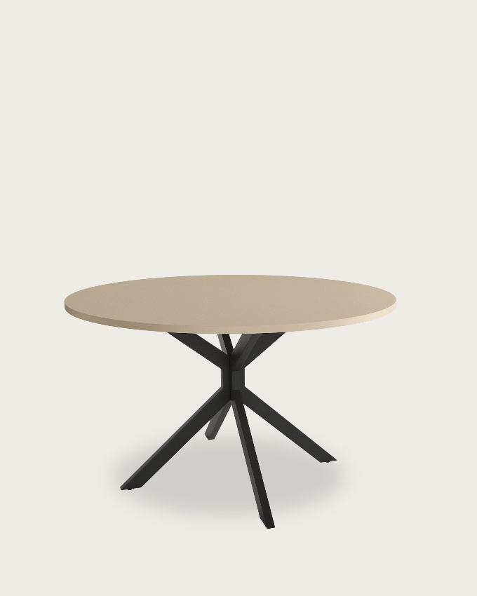 Table ronde Waco avec plateau en mélamine perle et pied métallique noir Ø 100 cm