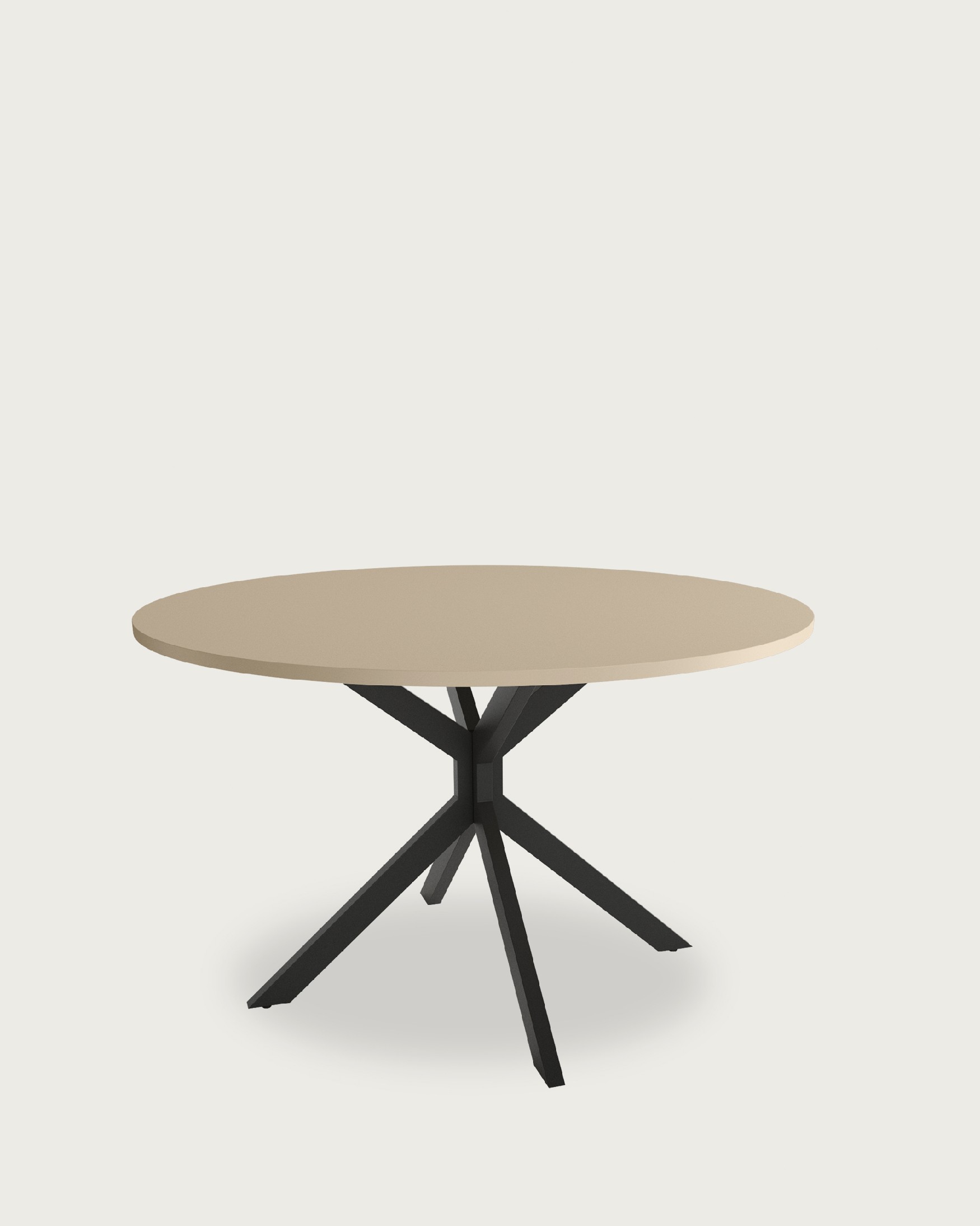 Mesa Waco redonda con sobre de melamina perla y pata metálica negra Ø 120 cm