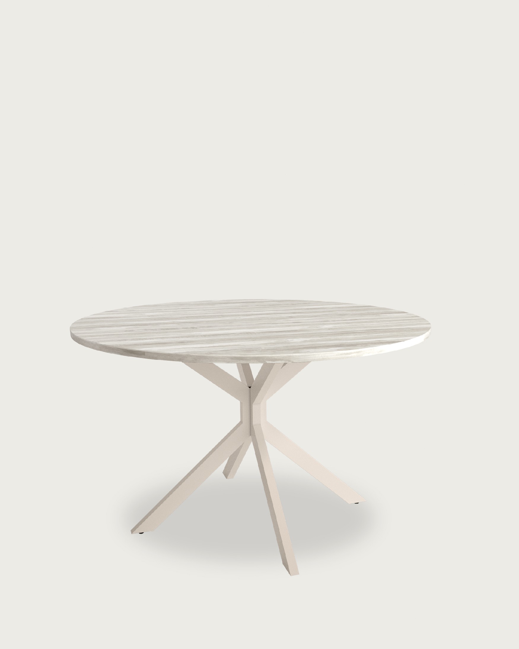 Table Waco ronde avec plateau en mélamine artic et pied en métal ivoire Ø 100 cm
