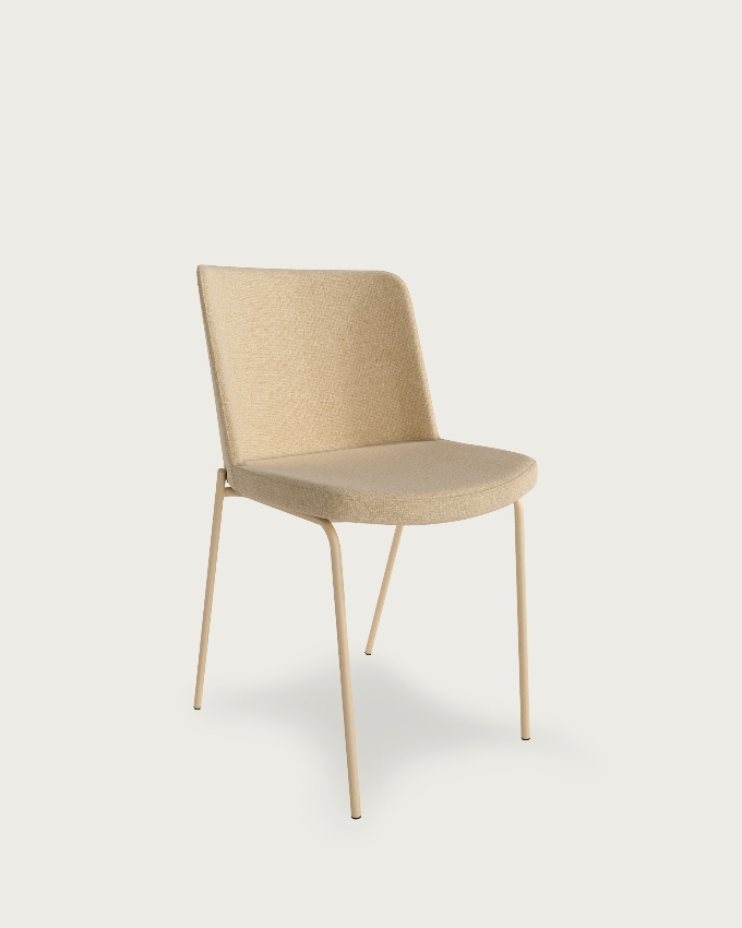 York chair with cream upholstery and matching metal legs