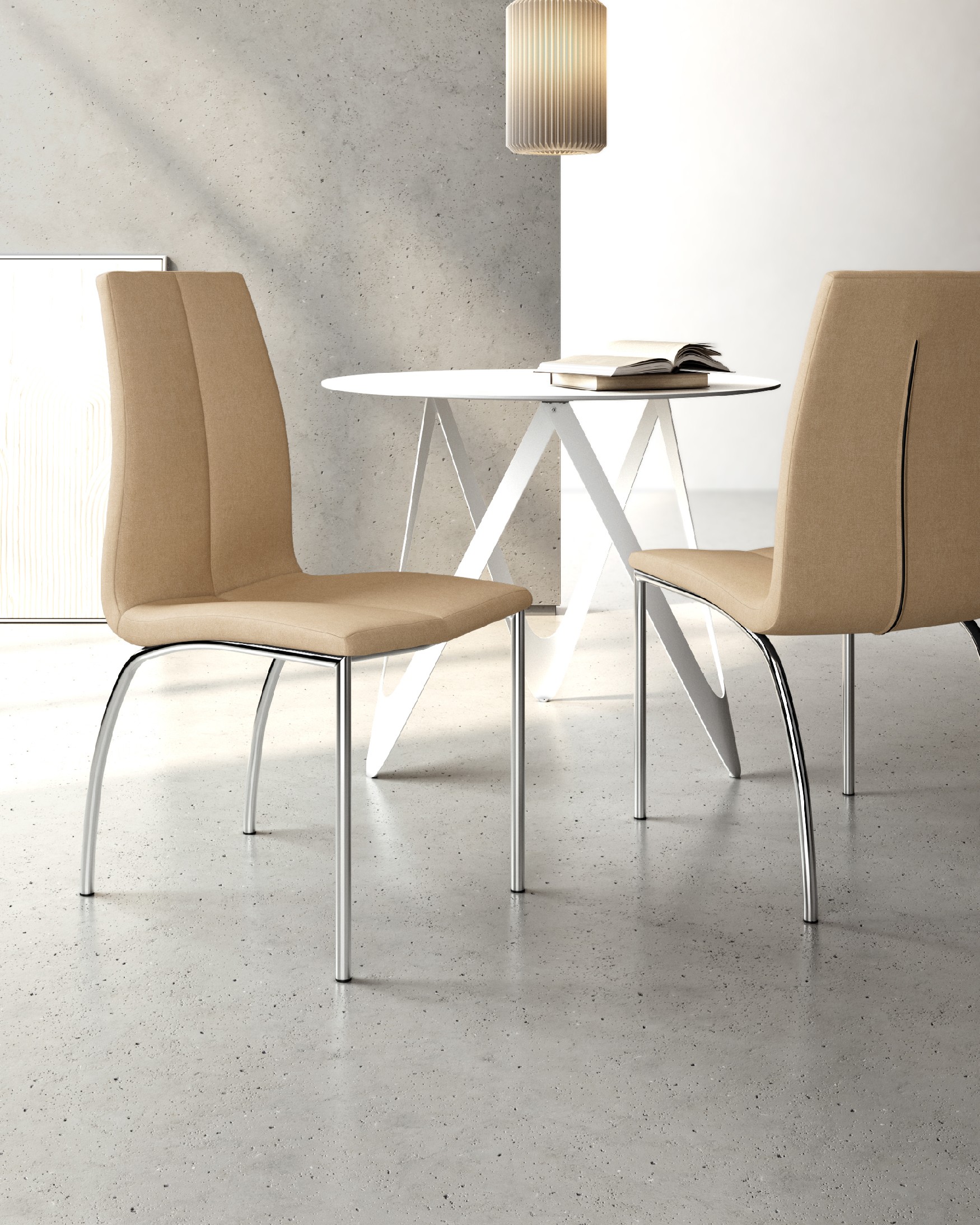 Zagreb chair with cream upholstery and chrome legs
