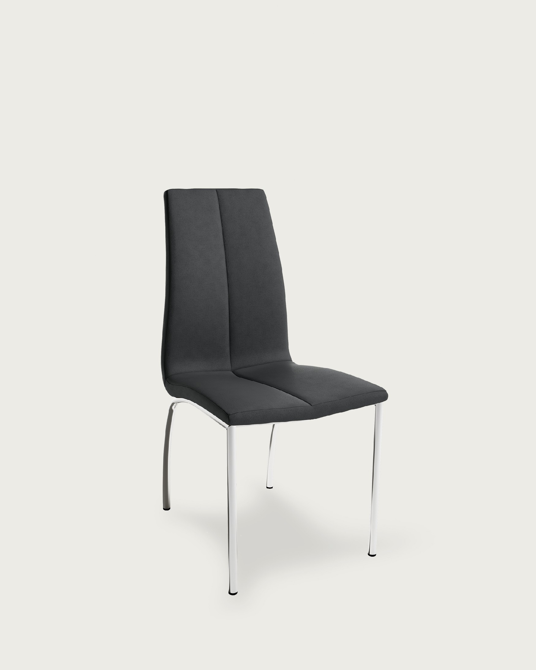 Zagreb chair with dark upholstery and chrome legs