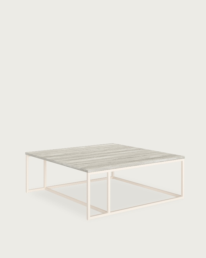 Zenit side table with artic melamine top and ivory metal leg 80 x 80 cm