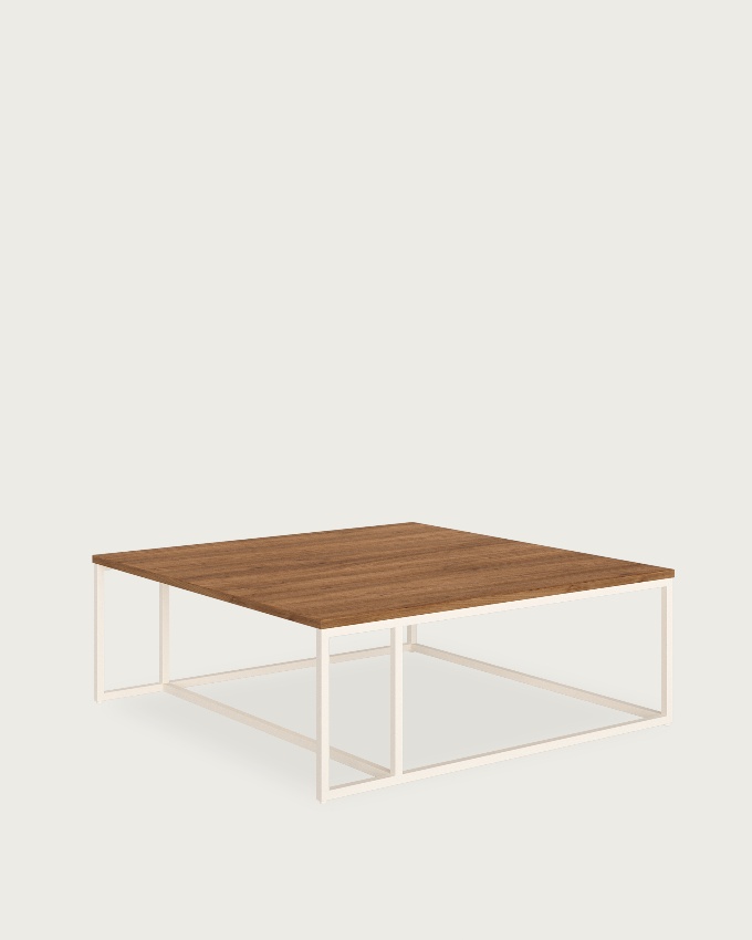 Zenit side table with java melamine top and ivory metal leg 80 x 80 cm