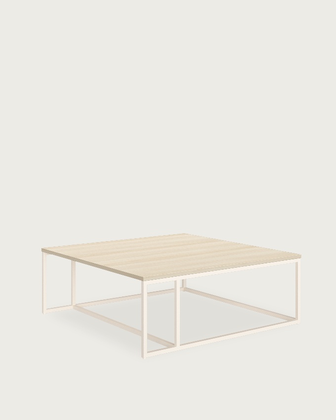 Zenit side table with melamine elm top and ivory metal leg 80 x 80 cm