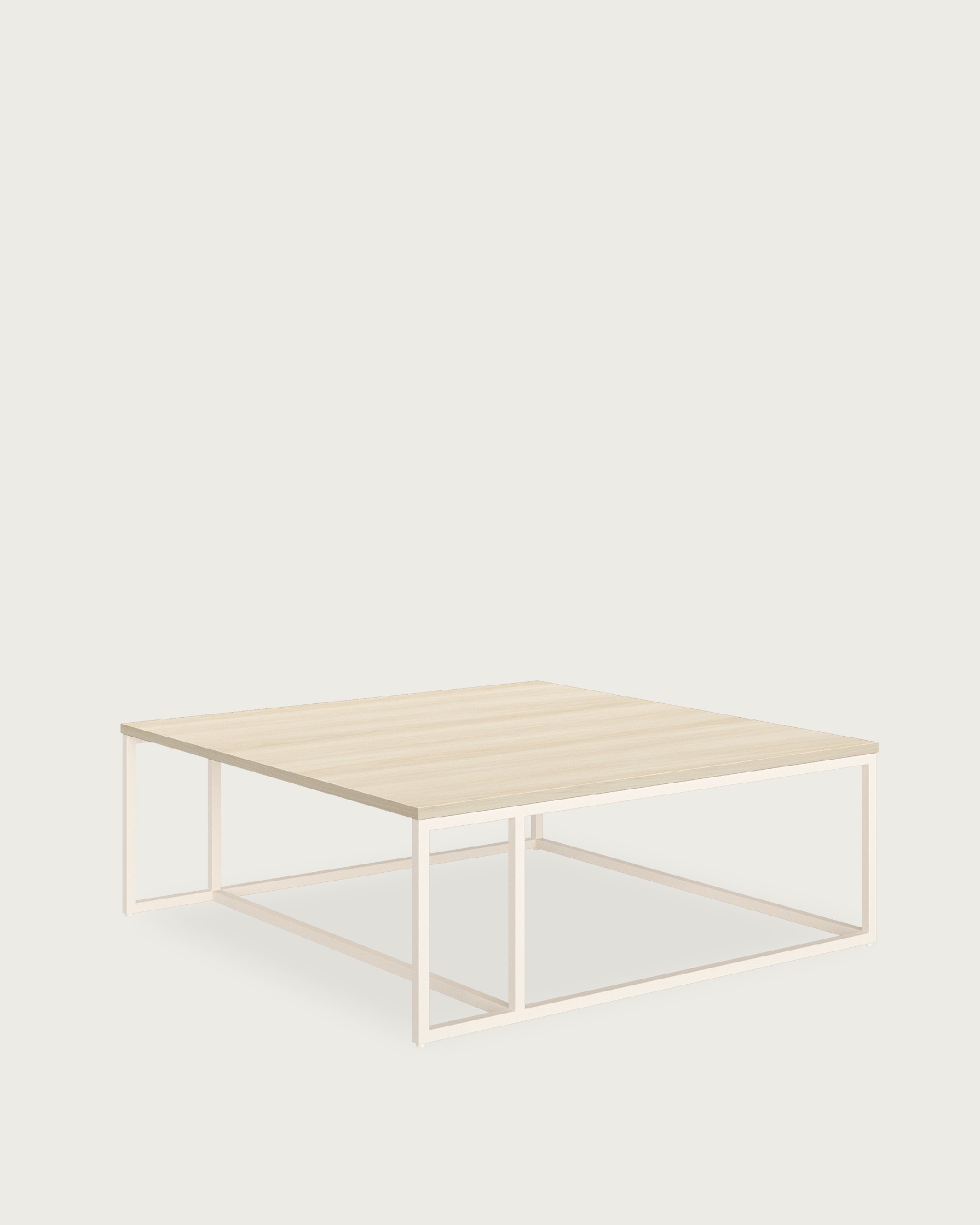 Mesa auxiliar Zenit con sobre de melamina olmo y pata metálica marfil 80 x 80 cm