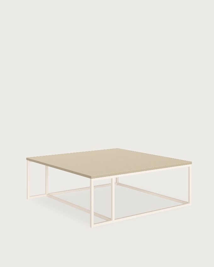 Zenit side table with pearl melamine top and ivory metal leg 80 x 80 cm