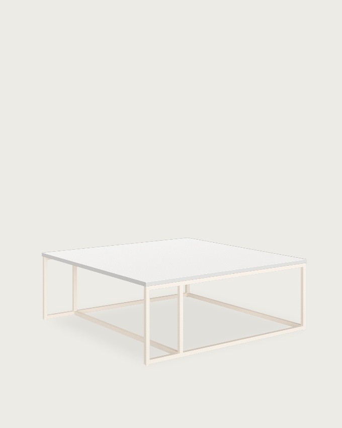 Zenit side table with white soul melamine top and ivory metal leg 80 x 80 cm