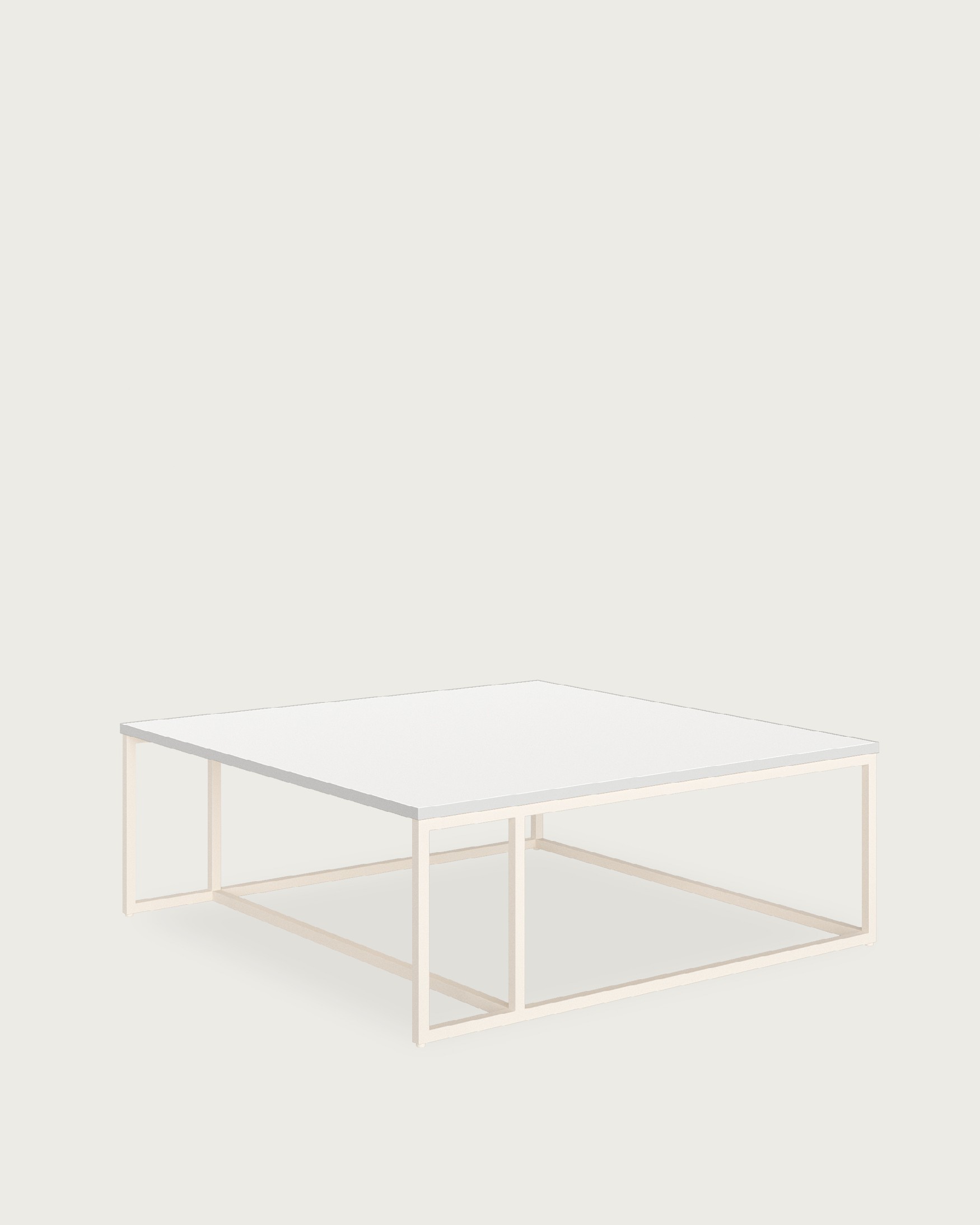Zenit side table with white soul melamine top and ivory metal leg 80 x 80 cm