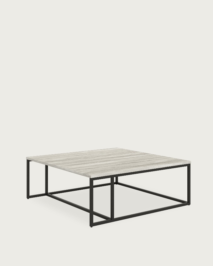 Zenit side table with artic melamine top and black metal leg 80 x 80 cm