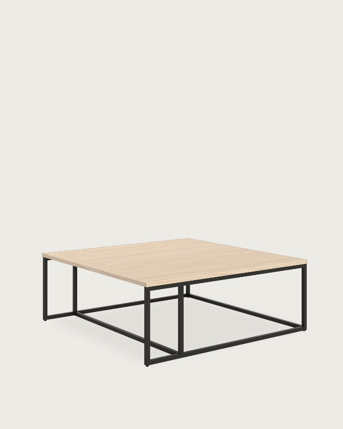 Table d'appoint Zenit avec plateau en mélamine alpin et pied en métal noir 80 x 80 cm