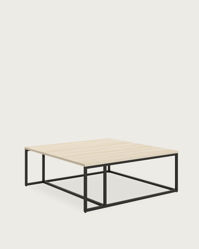 Table d'appoint Zenit avec plateau en mélamine chêne et pied métallique noir 80 x 80 cm