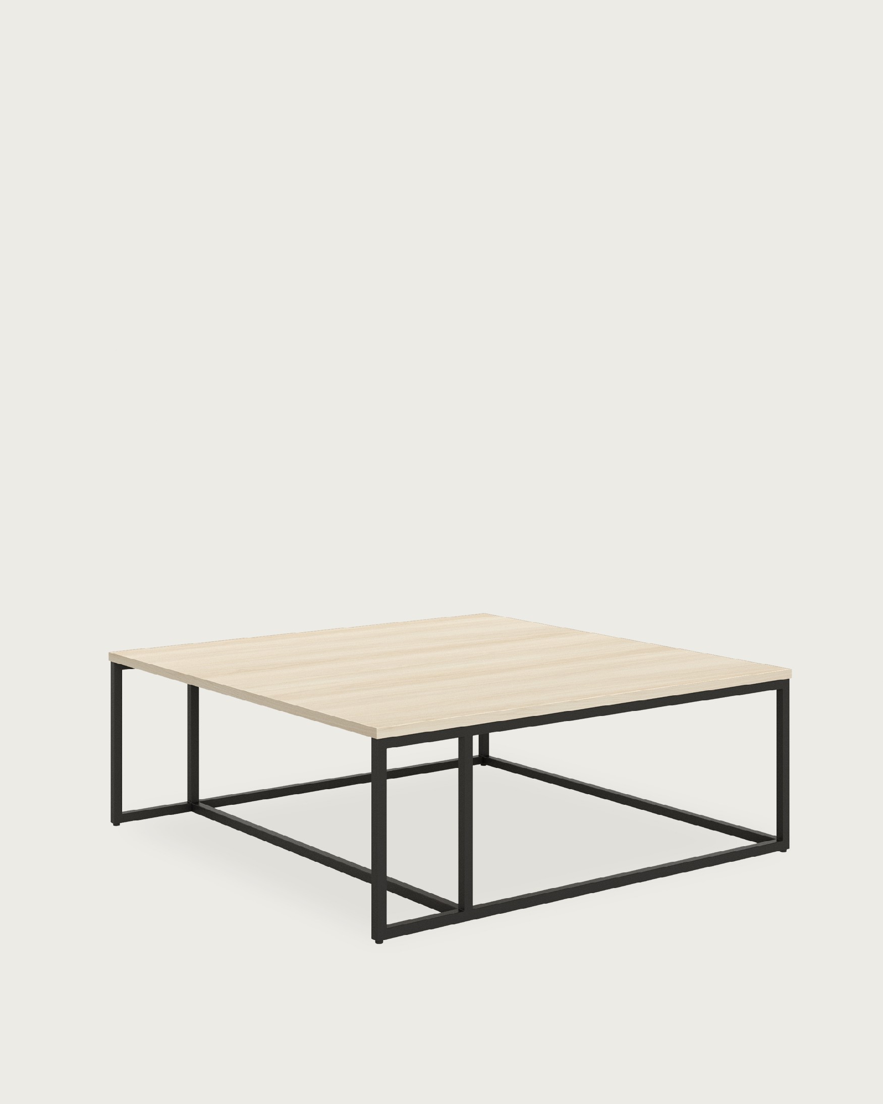 Zenit side table with oak melamine top and black metal leg 80 x 80 cm