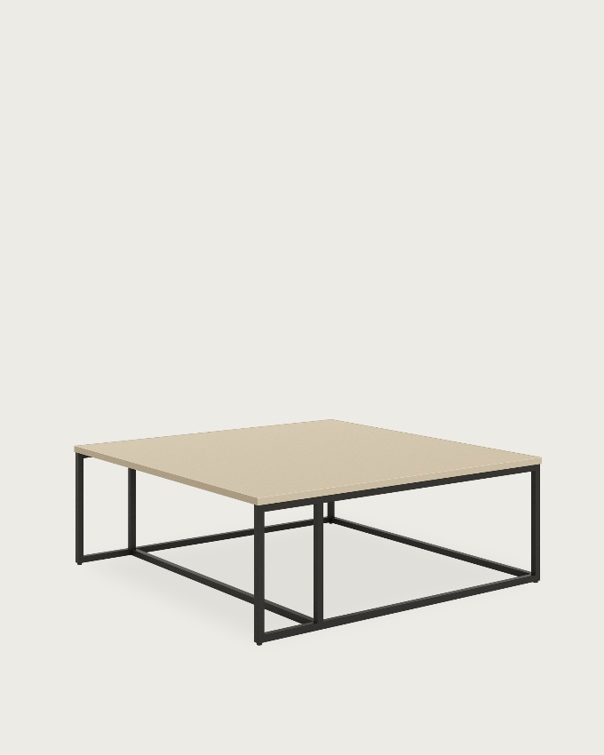 Table d'appoint Zenit avec plateau en mélamine perle et pied métallique noir 80 x 80 cm