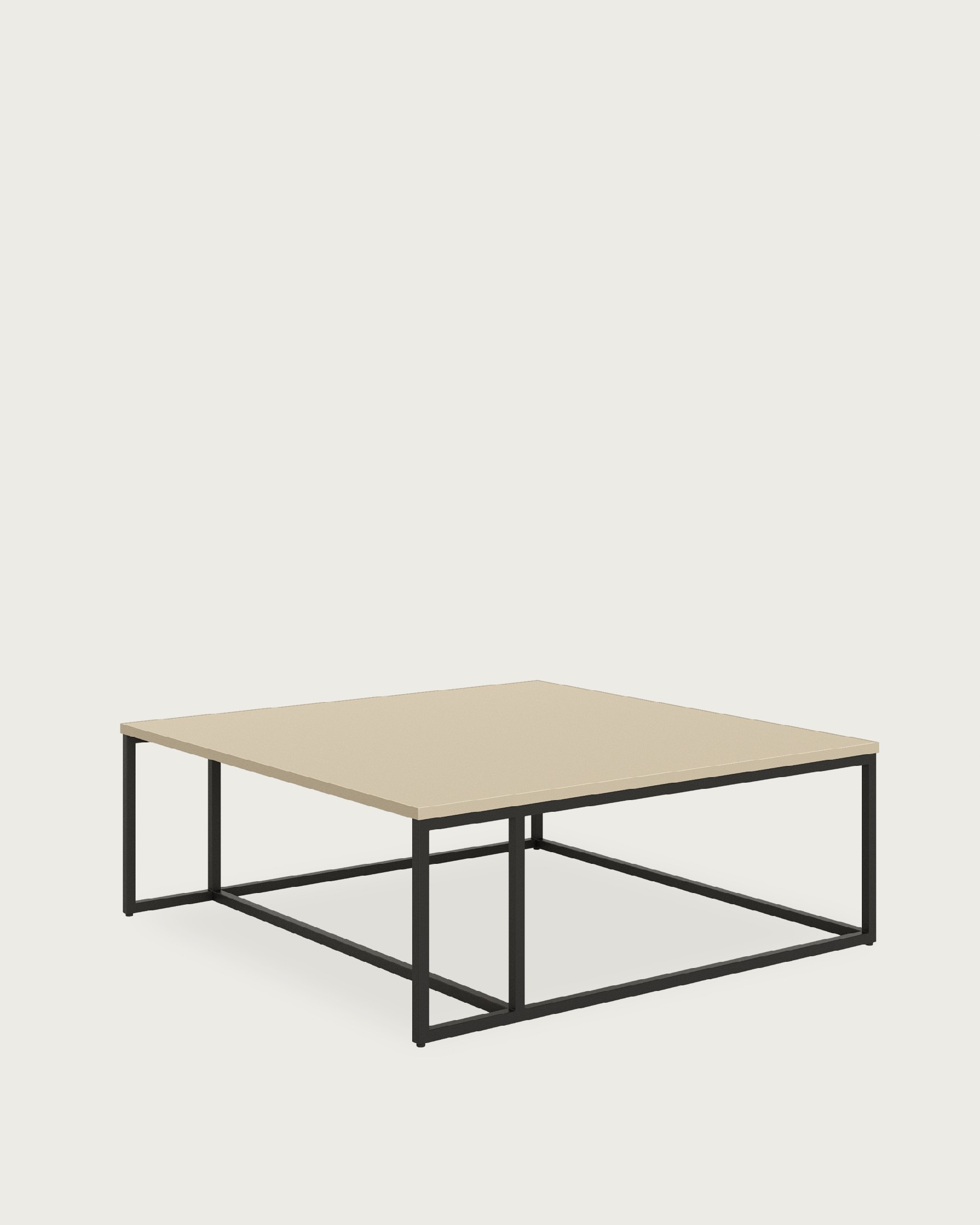 Zenit side table with pearl melamine top and black metal leg 80 x 80 cm