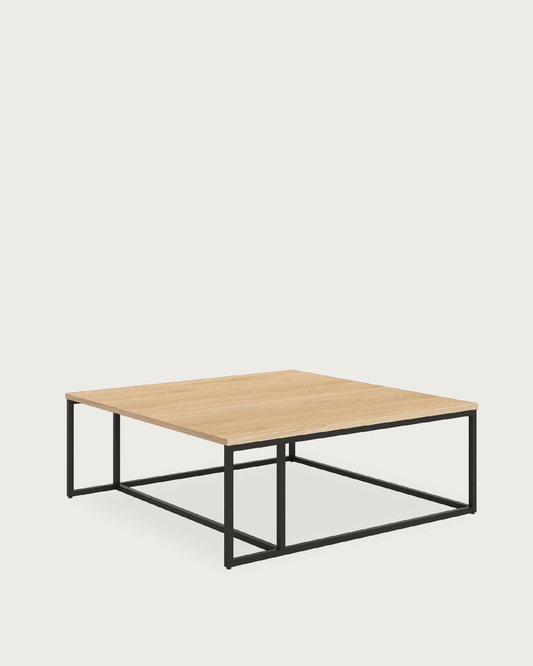 Table d'appoint Zenit avec plateau en mélamine chêne colonial et pied métallique noir 80 x 80 cm