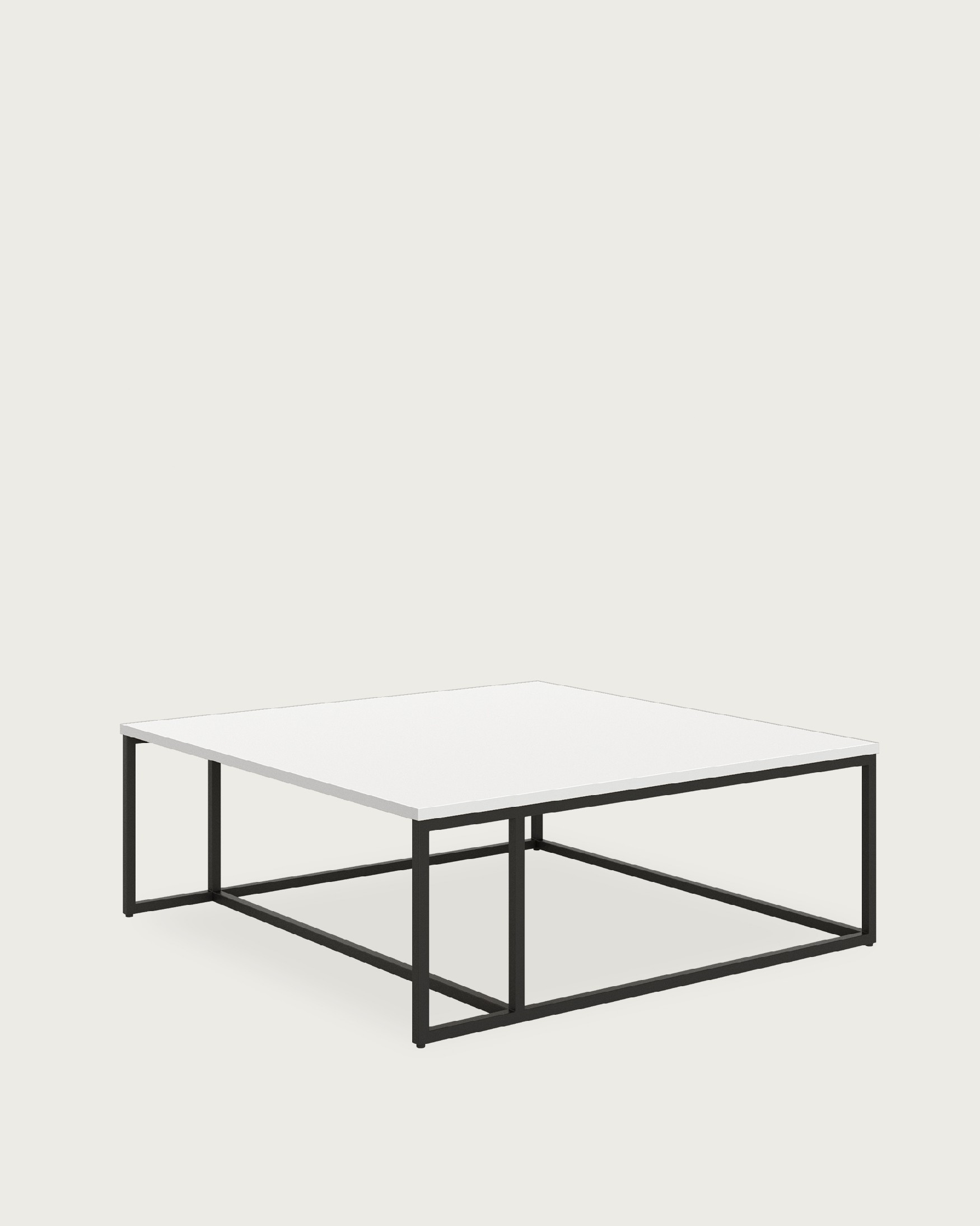Zenit side table with white soul melamine top and black metal leg 80 x 80 cm
