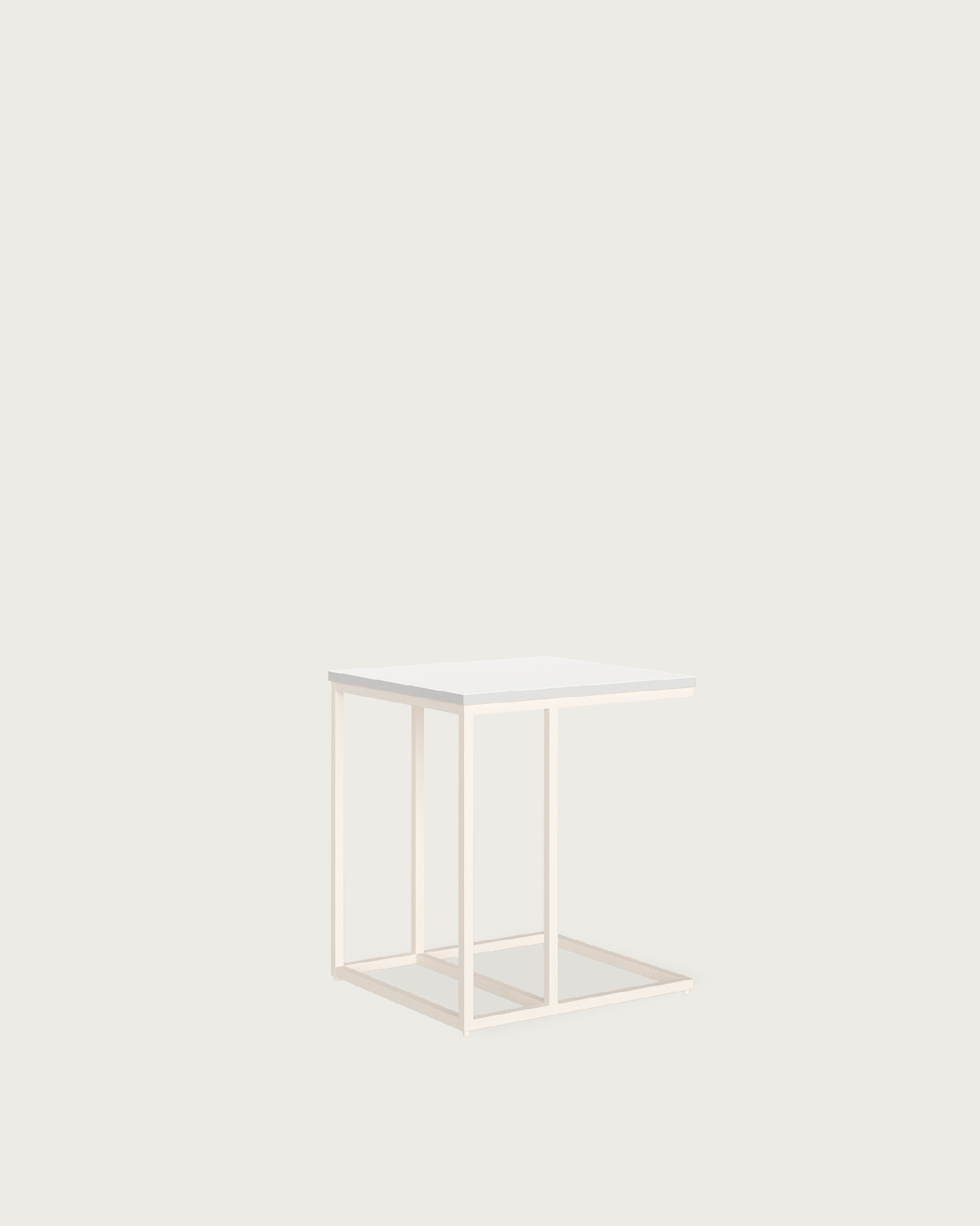 Zenit low side table with extra white melamine top and ivory metal leg 40 x 40 cm