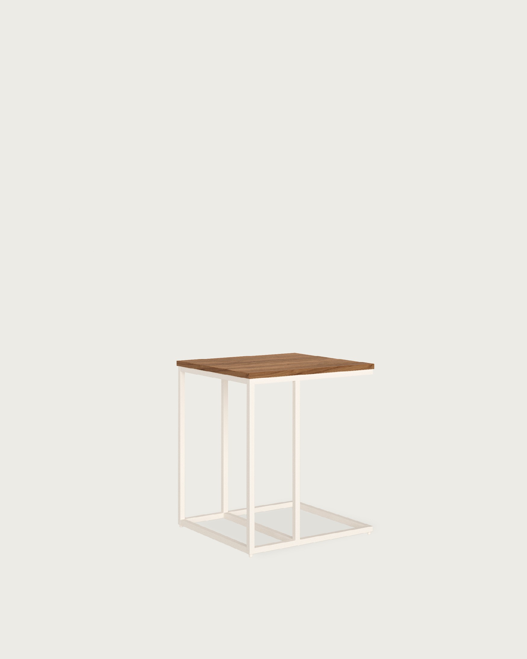 Table d'appoint Zenit basse avec plateau en mélamine java et pied métallique ivoire 40 x 40 cm