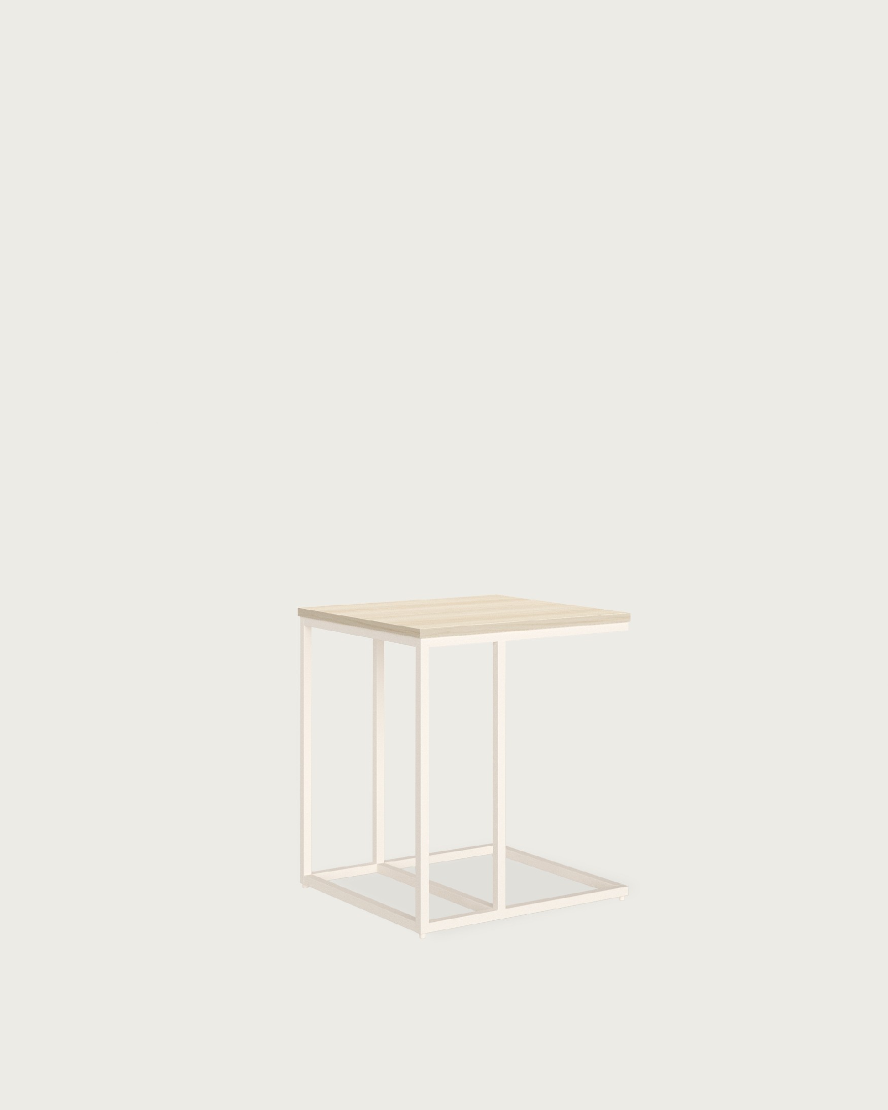 Zenit low side table with elm melamine top and ivory metal leg 40 x 40 cm