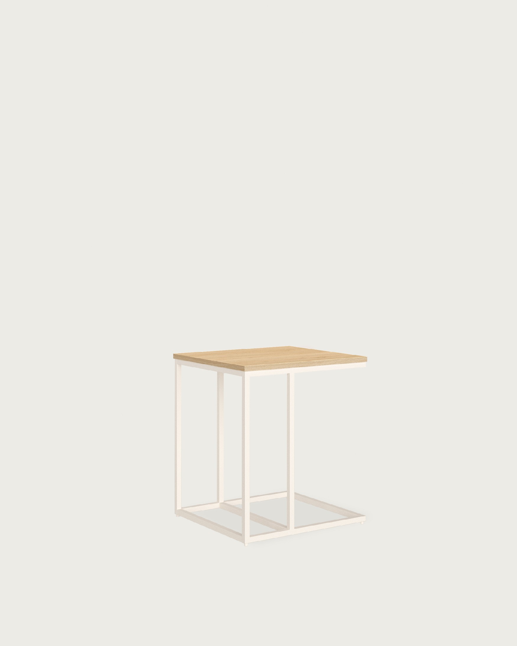 Zenit low side table with oak melamine top and ivory metal leg 40 x 40 cm