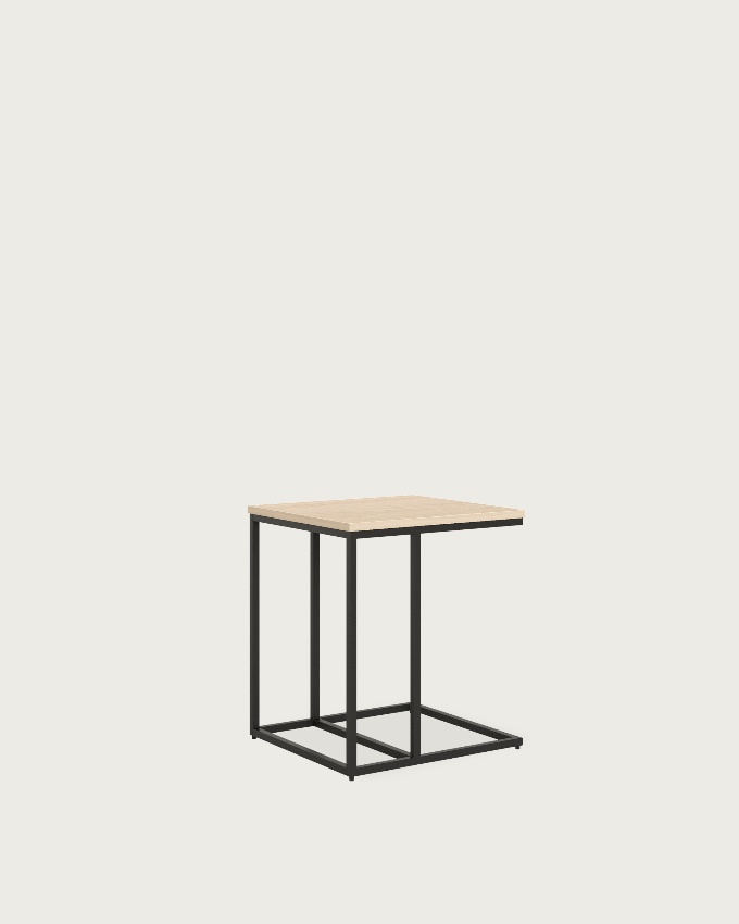 Table d'appoint Zenit basse avec plateau en mélamine alpin et pied métallique noir 40 x 40 cm
