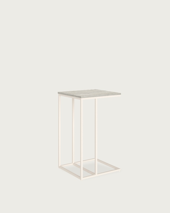 Zenit high side table with artic melamine top and ivory metal leg 40 x 40 cm