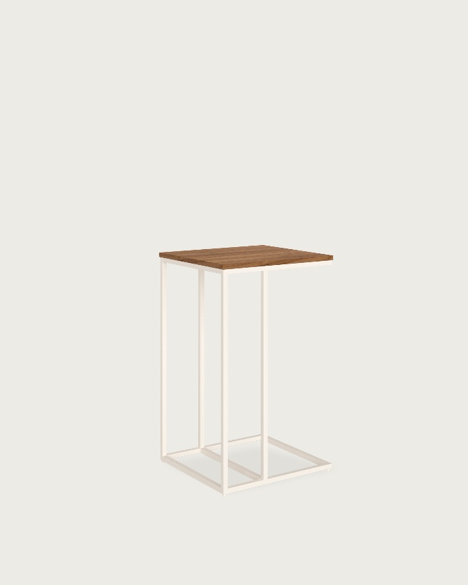 Zenit high side table with java melamine top and ivory metal leg 40 x 40 cm