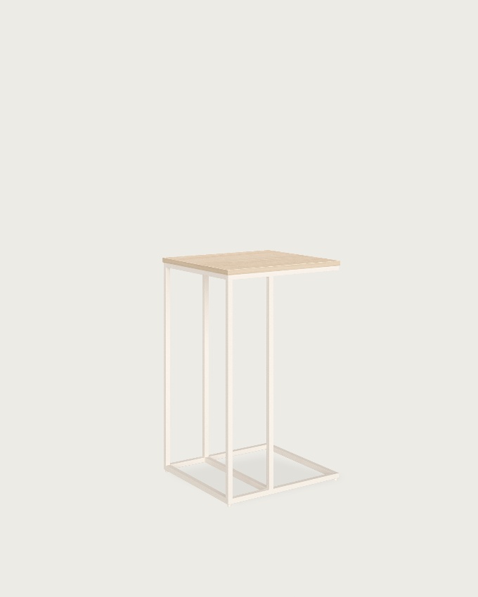 Zenit high side table with alpine melamine top and ivory metal leg 40 x 40 cm