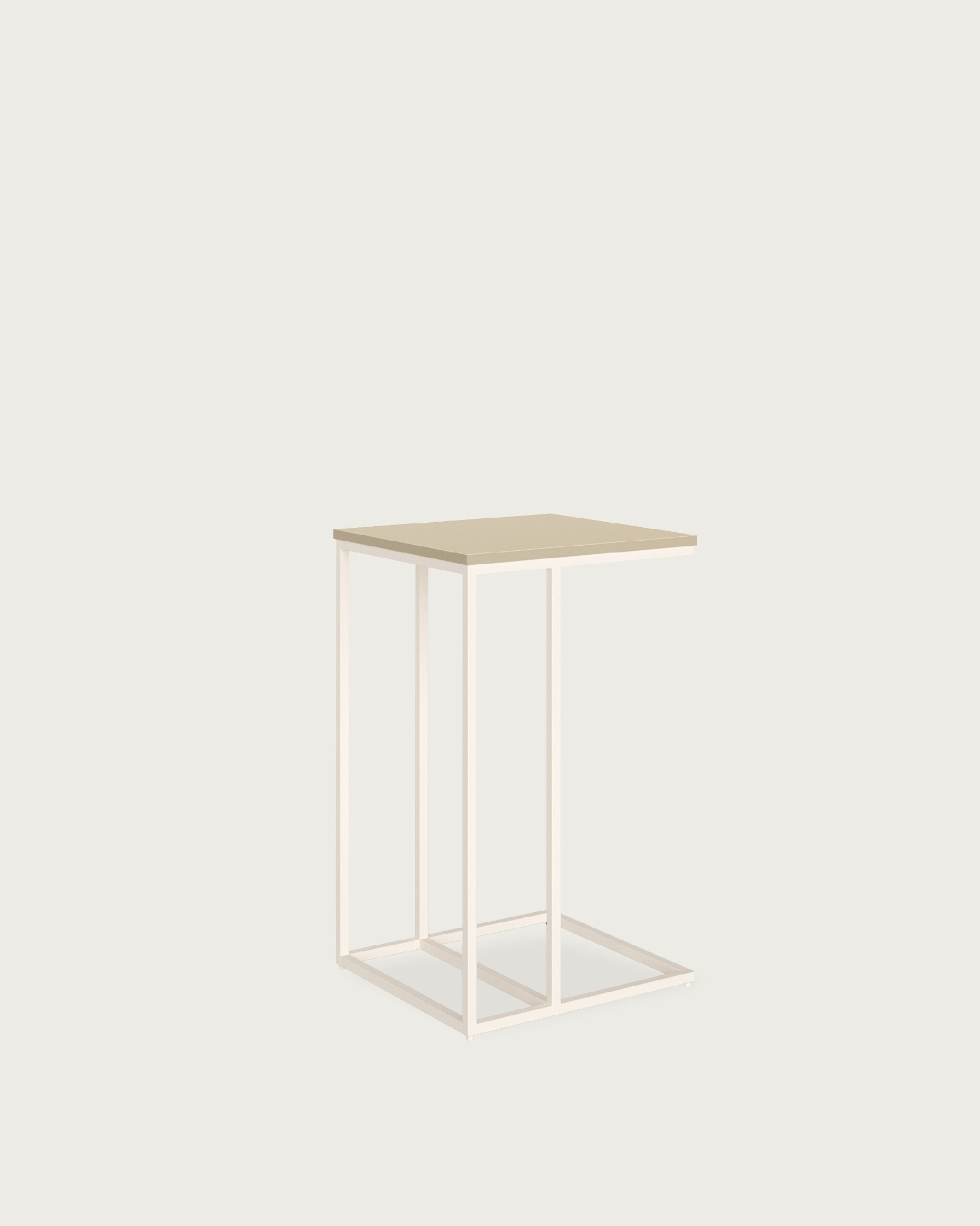 Zenith high side table with pearl melamine top and ivory metal leg 40 x 40 cm