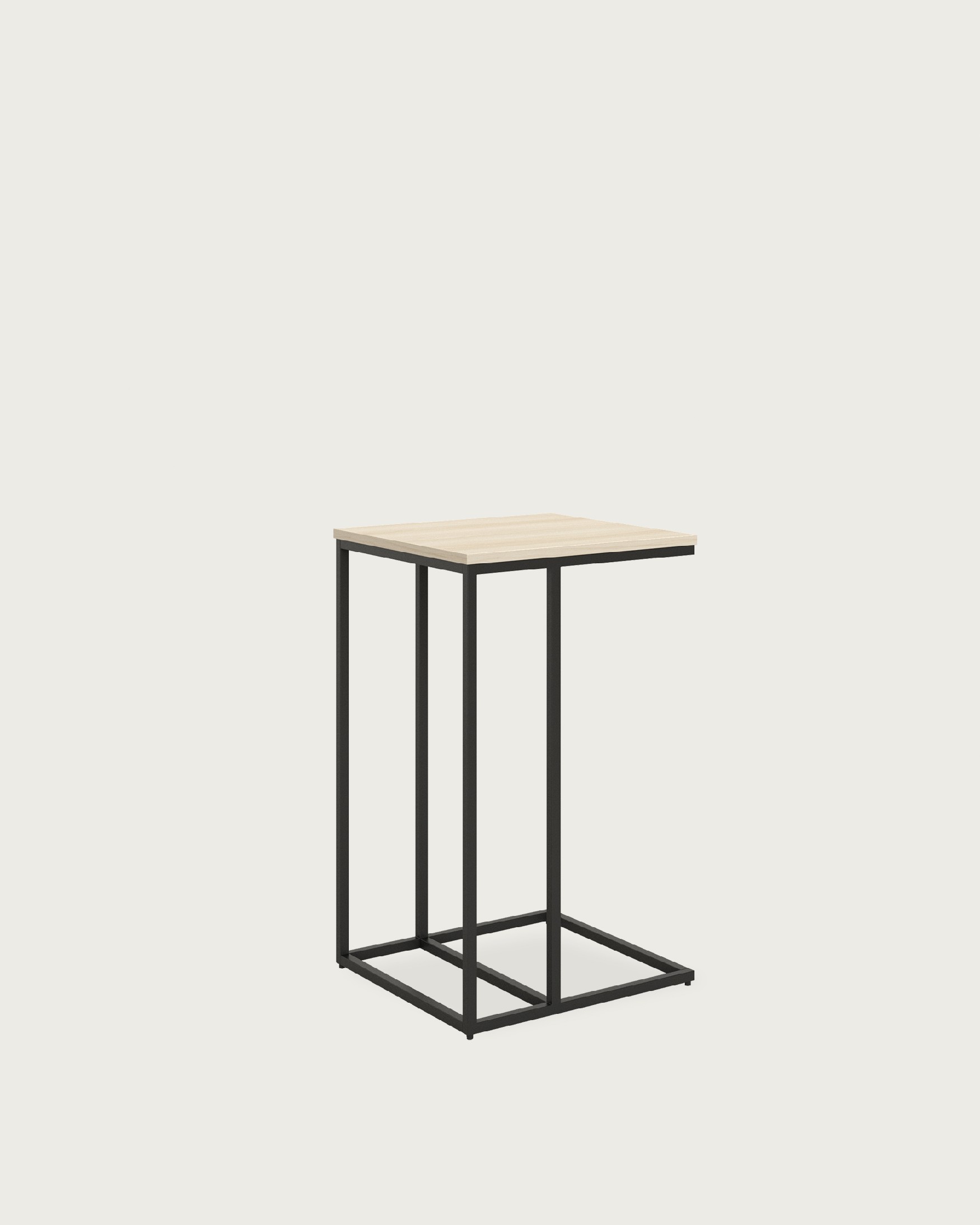 Zenit high side table with an oak melamine top and black metal leg 40 x 40 cm