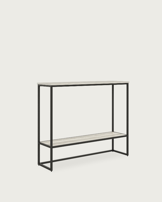 Recibidor Zenit de melamina artic y estructura negra, 90 x 26 x 77 cm