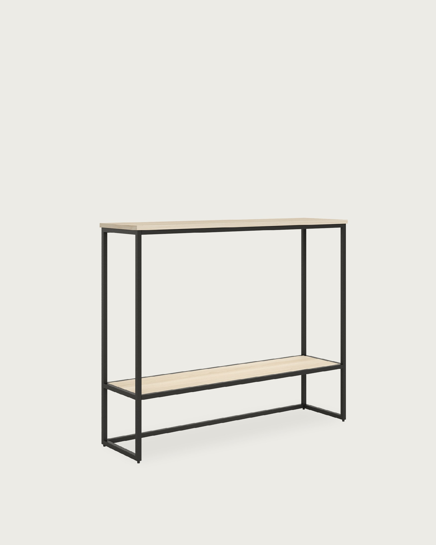Zenith melamine reception in elm with black structure, 90 x 26 x 77 cm