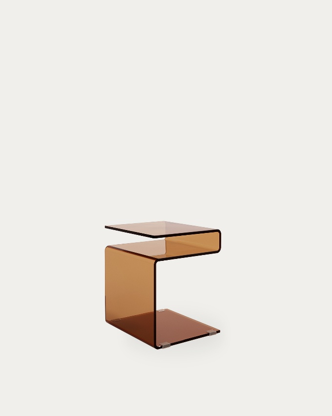 Zeta auxiliary table with tempered glass in brown color (12 mm)
