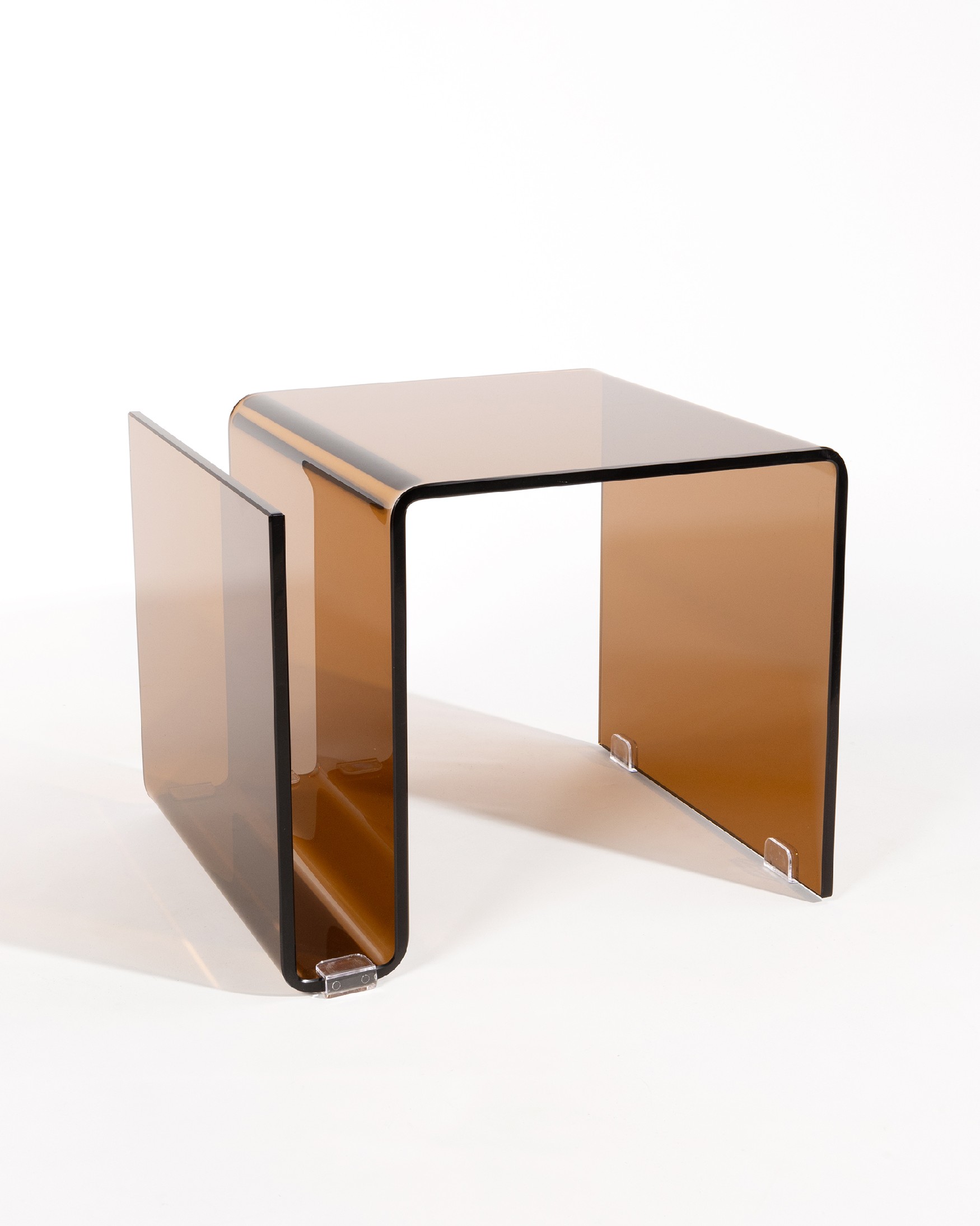 Zeta auxiliary table with tempered glass in brown color (12 mm)