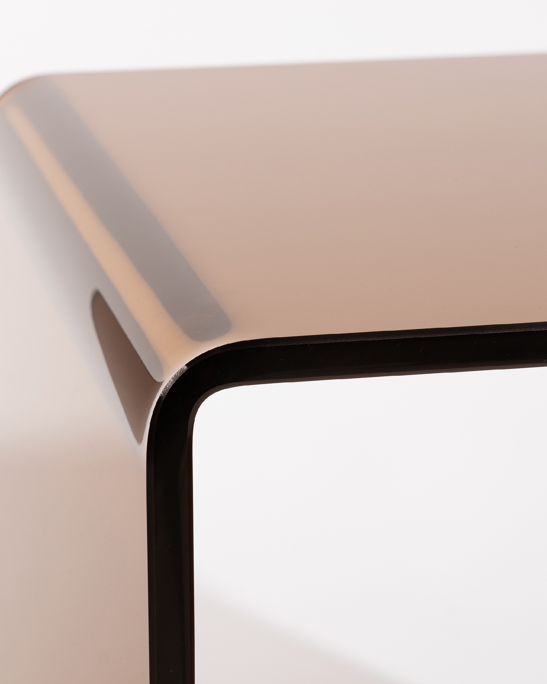 Zeta auxiliary table with tempered glass in brown color (12 mm)