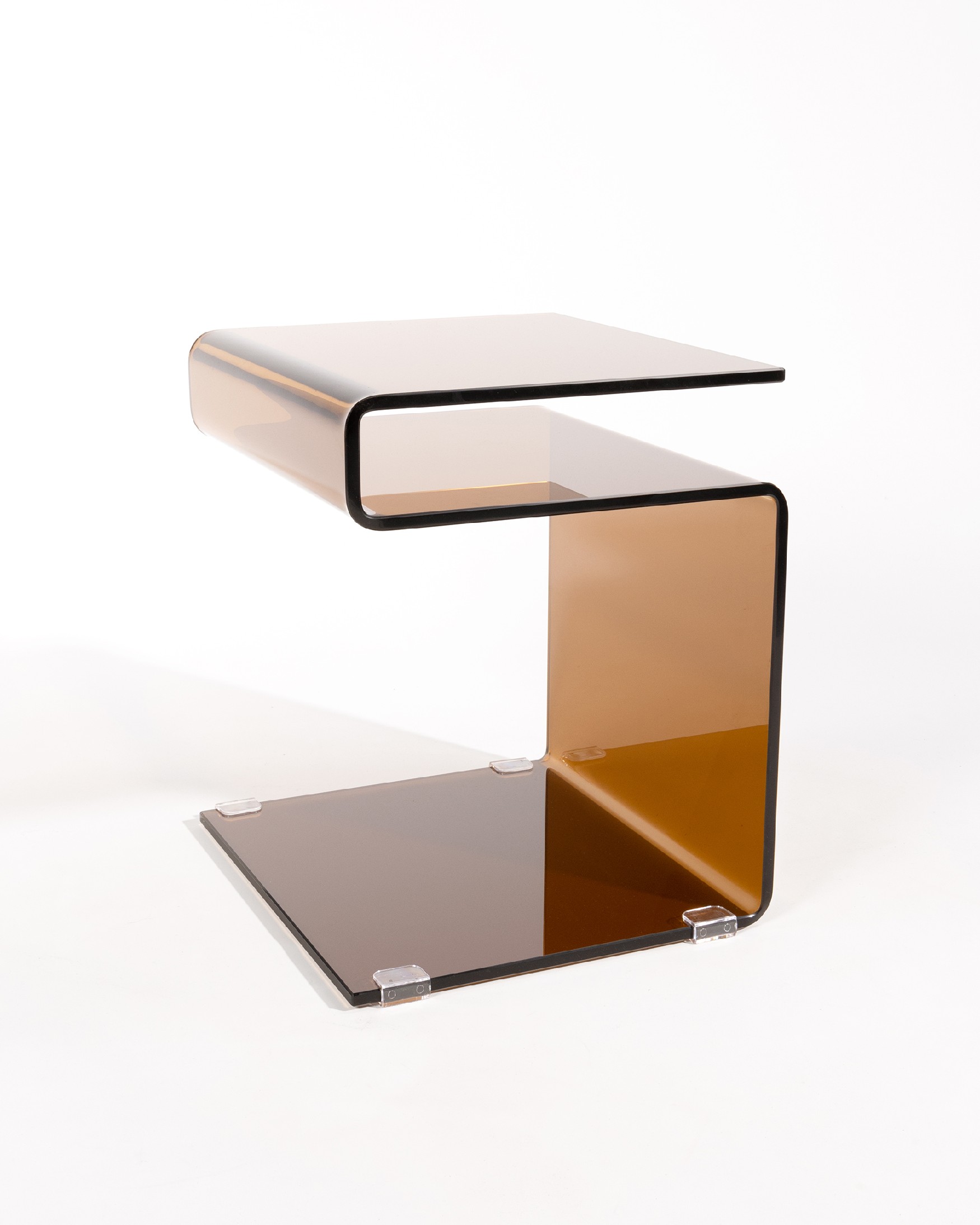 Zeta auxiliary table with tempered glass in brown color (12 mm)