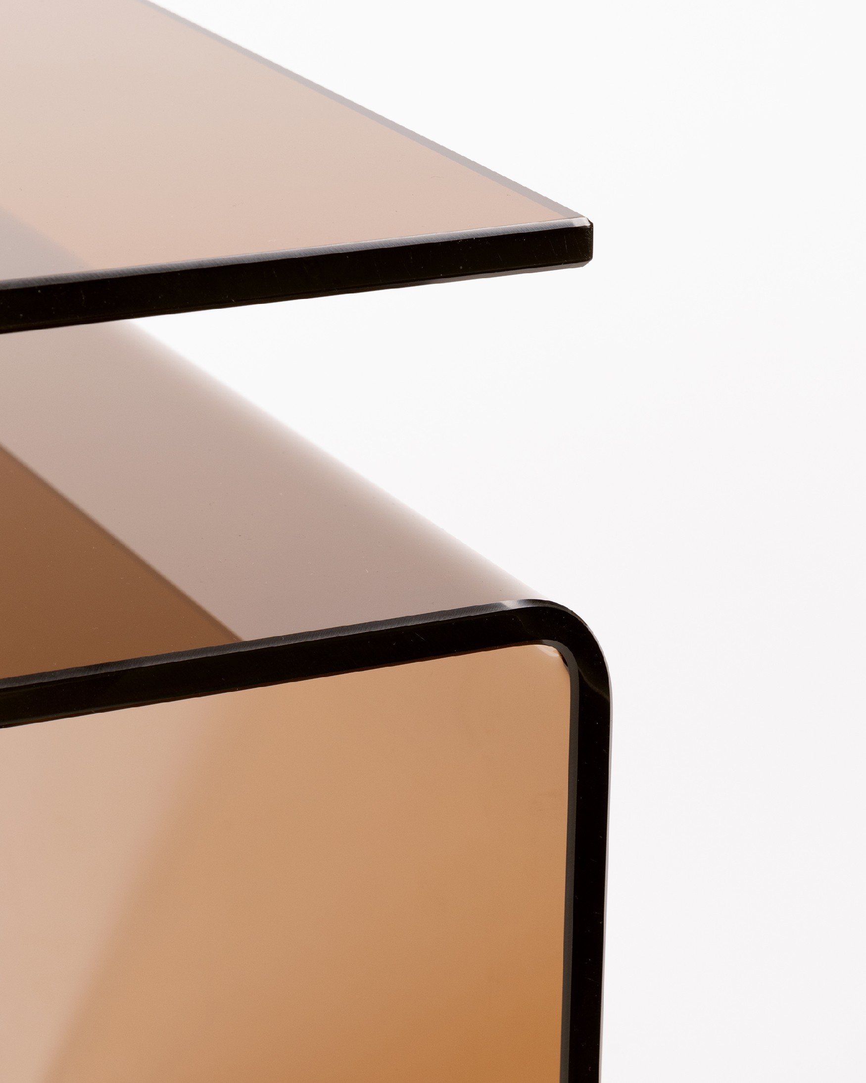 Zeta auxiliary table with tempered glass in brown color (12 mm)
