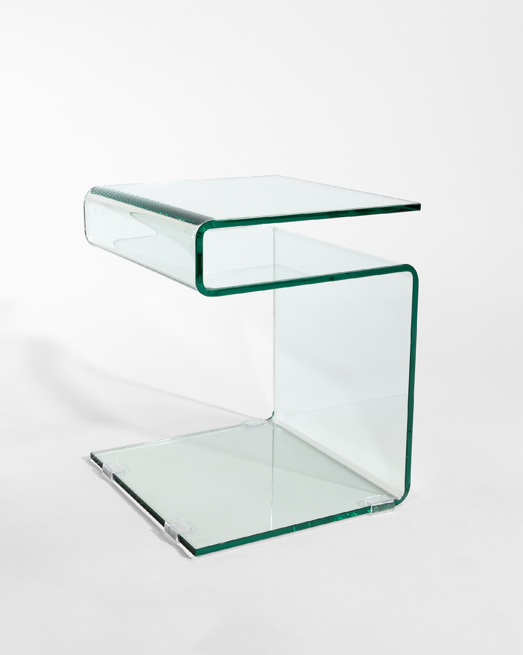 Mesa auxiliar Zeta de cristal templado color transparente (12 mm)