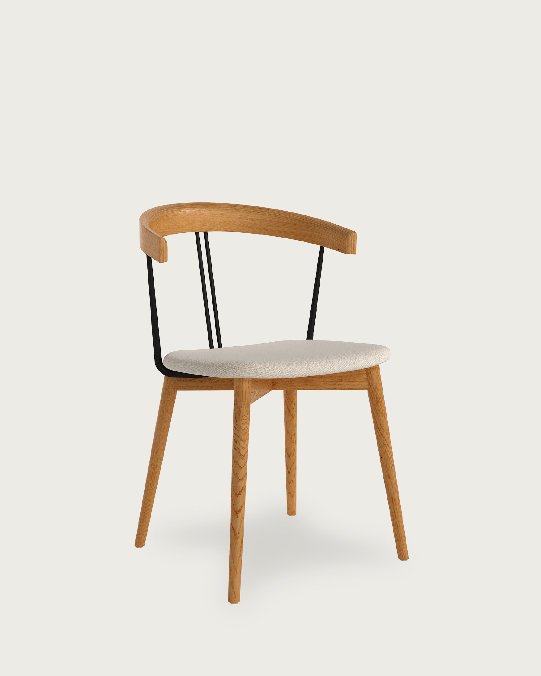 Zion chair with mother-of-pearl upholstery and natural oak structure