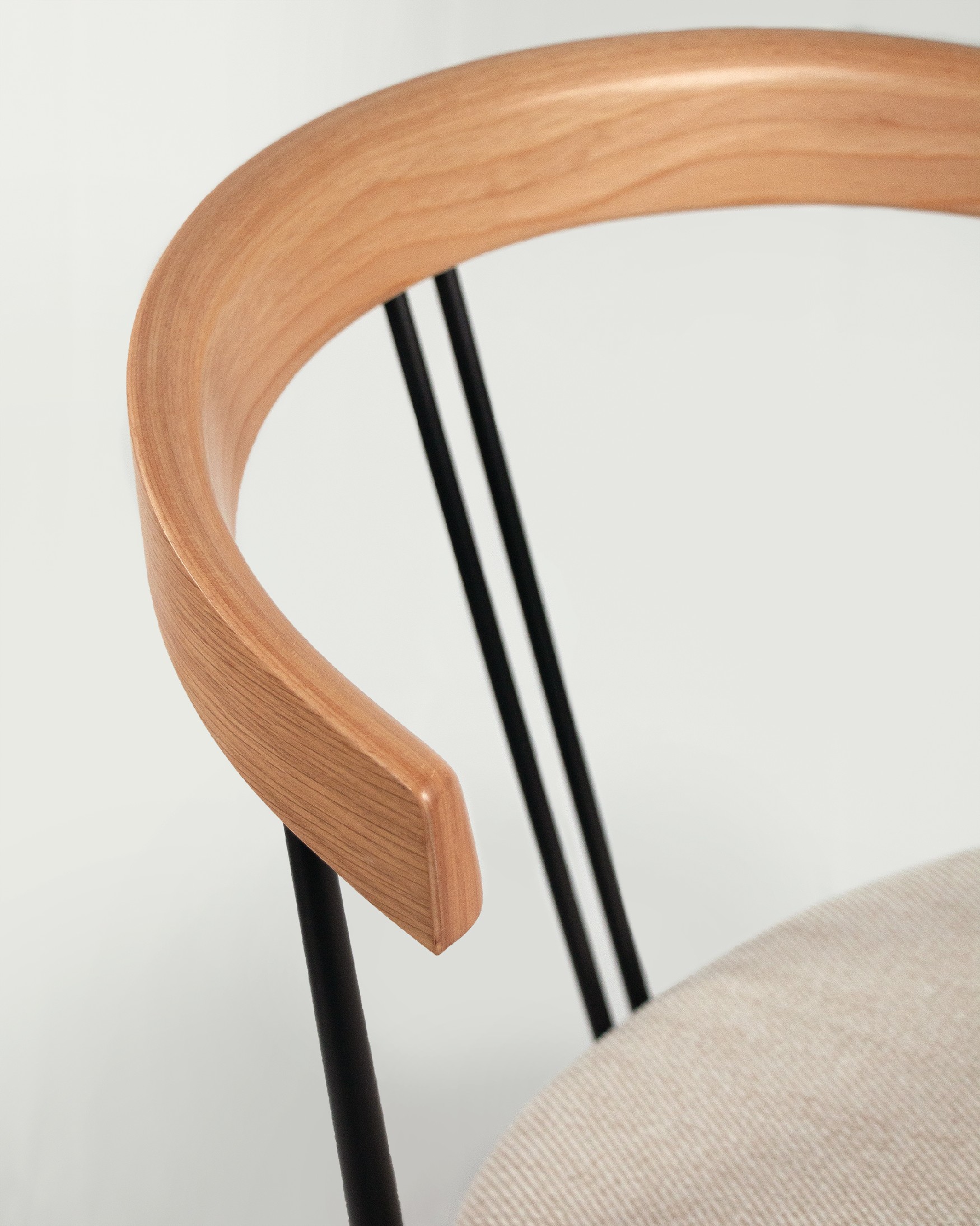 Zion chair with mother-of-pearl upholstery and natural oak structure