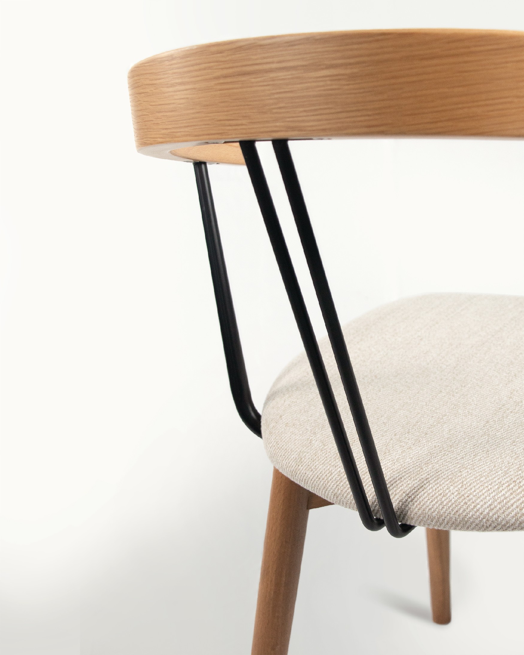Zion chair with mother-of-pearl upholstery and natural oak structure
