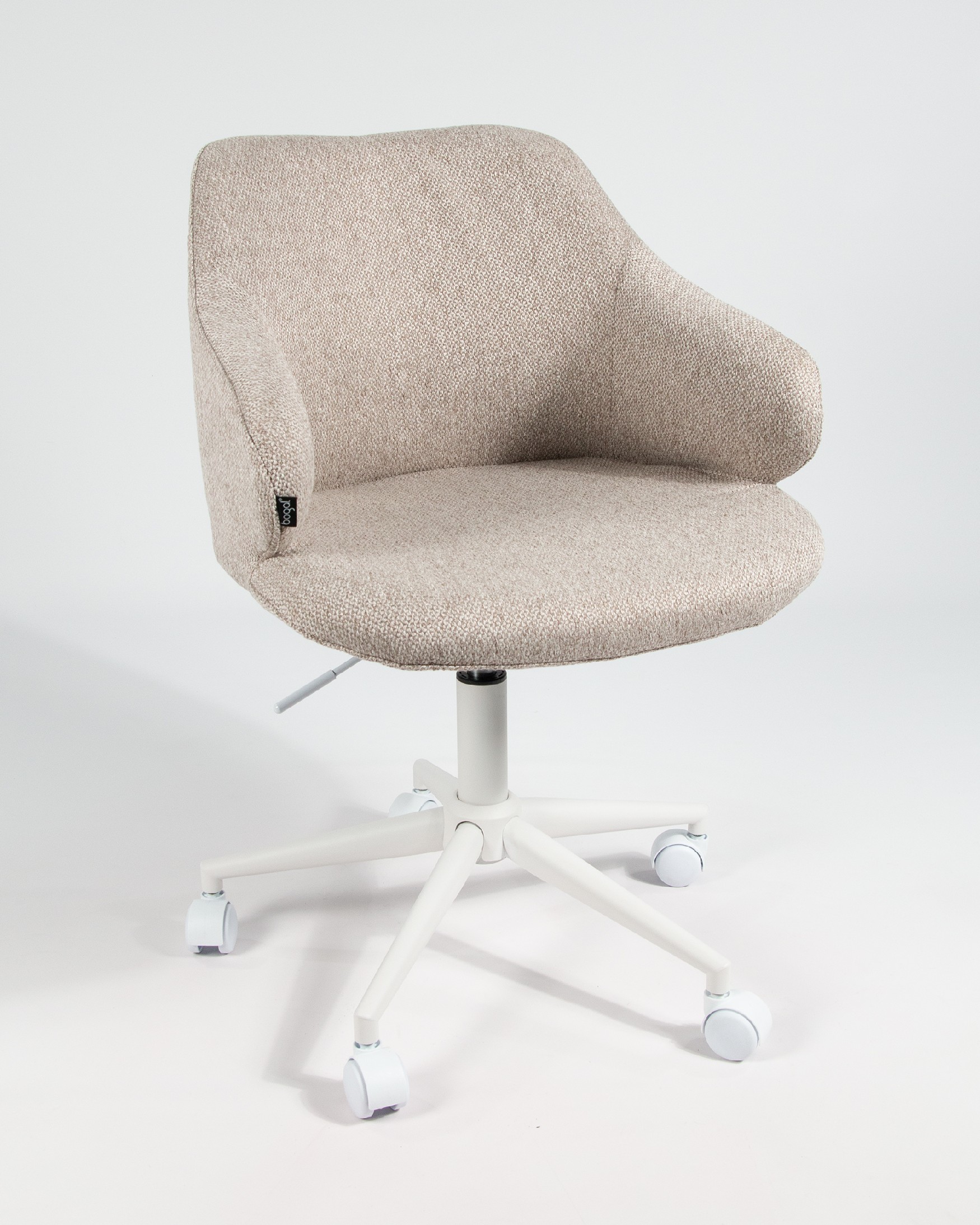 Zurich chair with brown upholstery and white metal legs