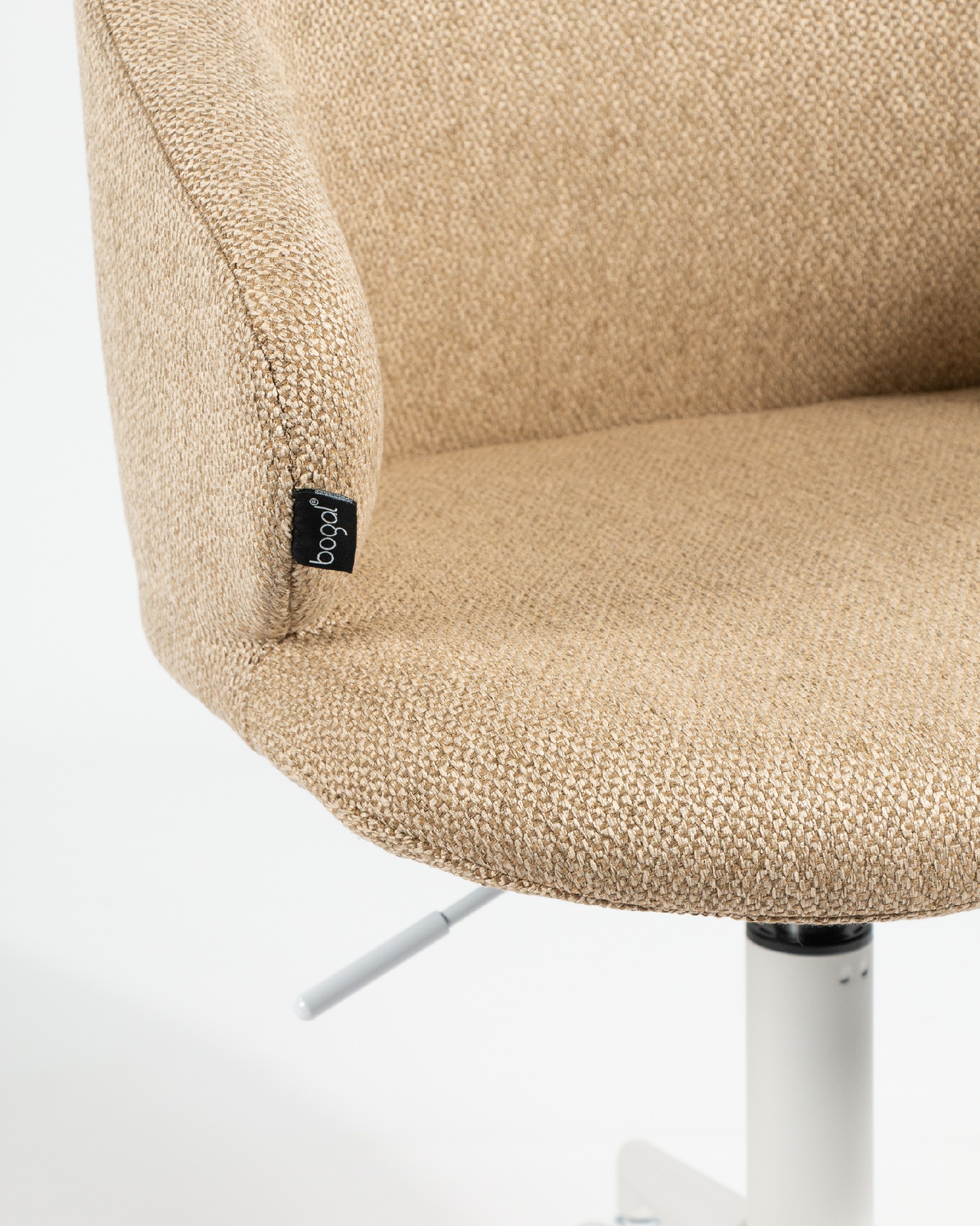 Zurich chair with mustard upholstery and white metal legs