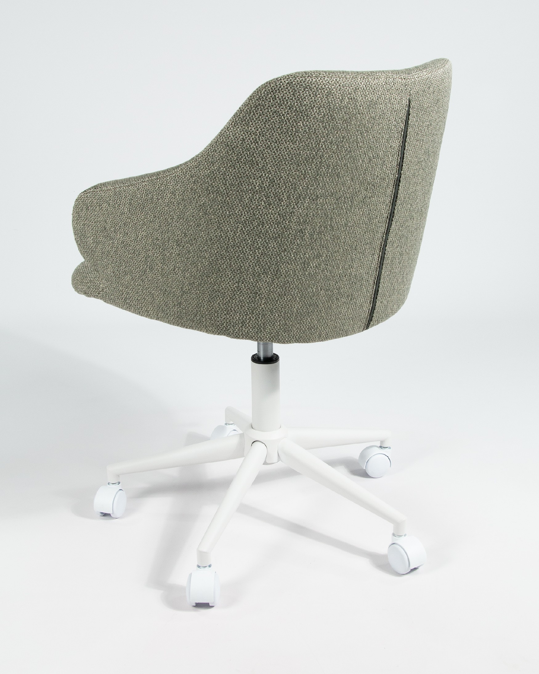 Zurich chair with green upholstery and white metal legs