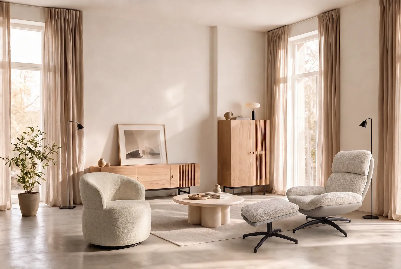 Warm minimalist living room