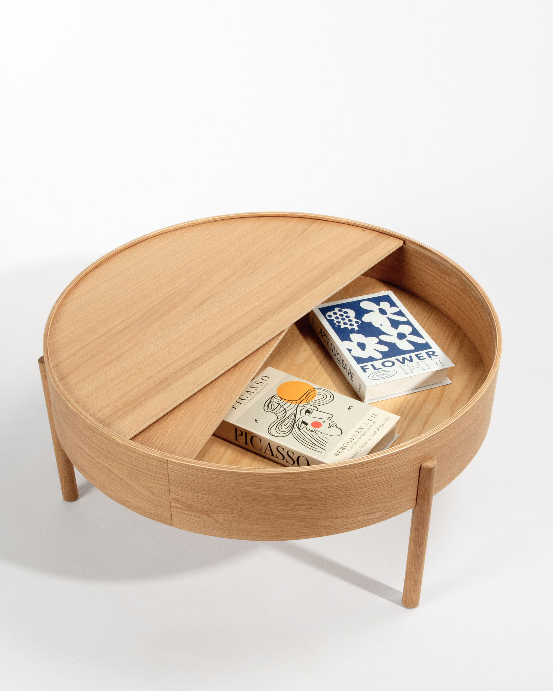 Mesa auxiliar Oasis redonda con acabado roble natural Ø 80 cm