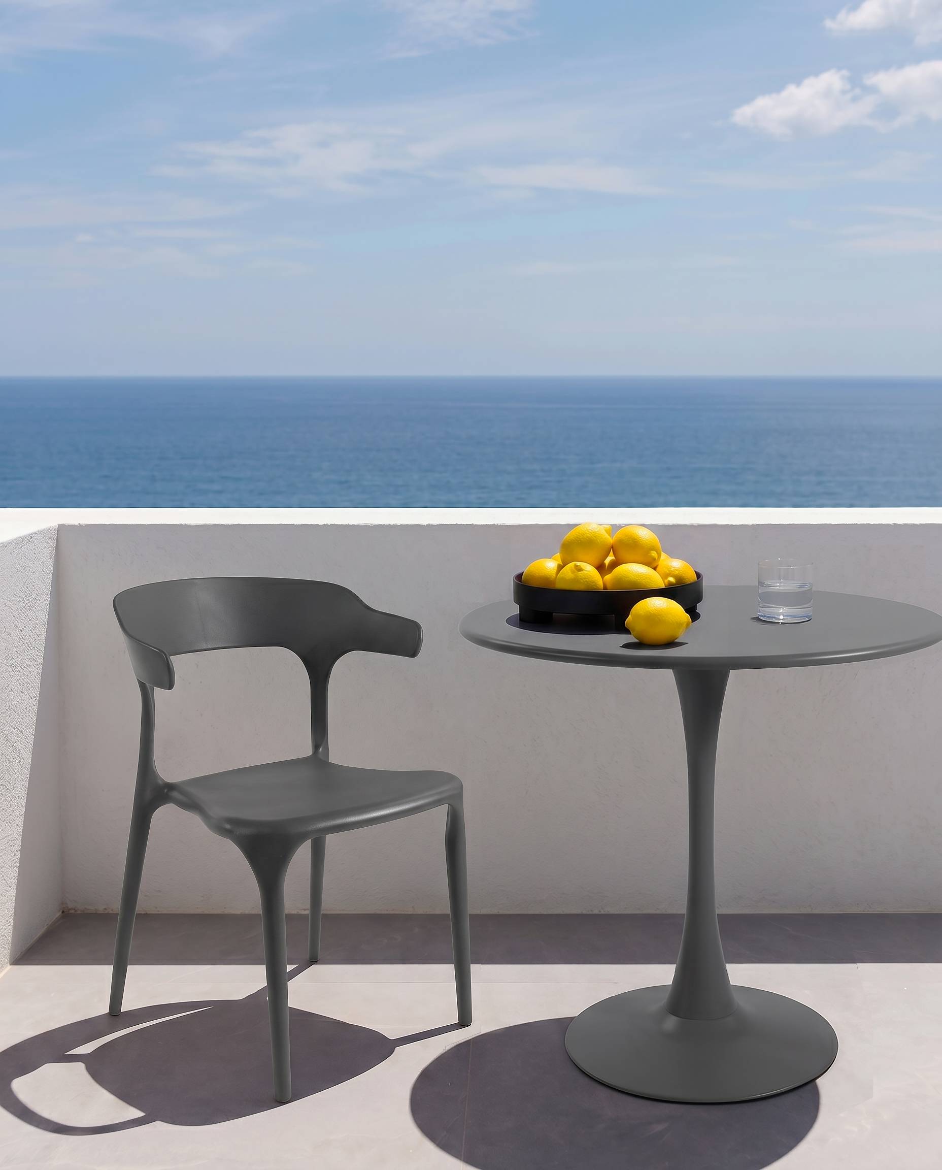 Chaise Pisa en polypropylène couleur graphite